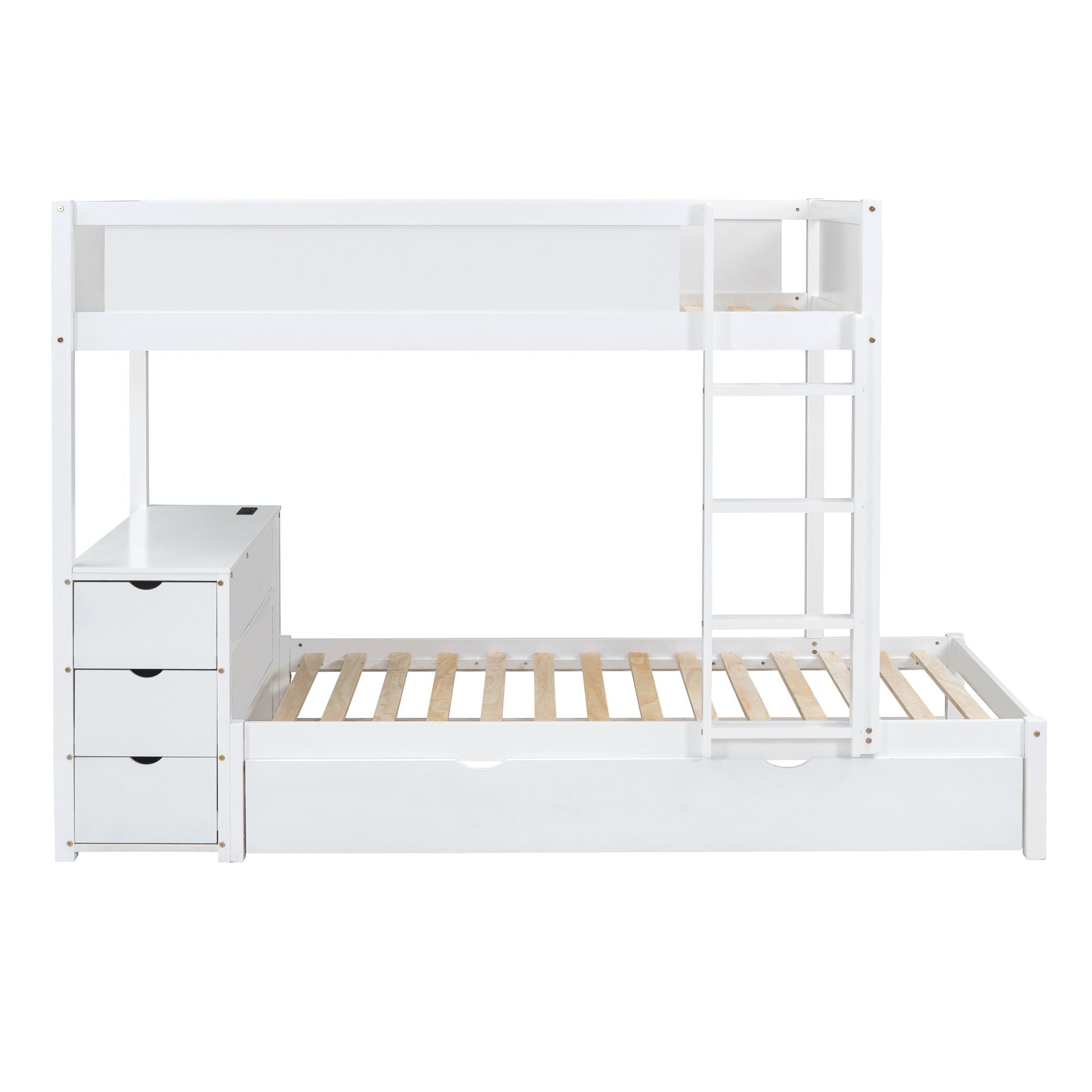 Bunk Bed With Twin Size Trundle, Storage And Desk