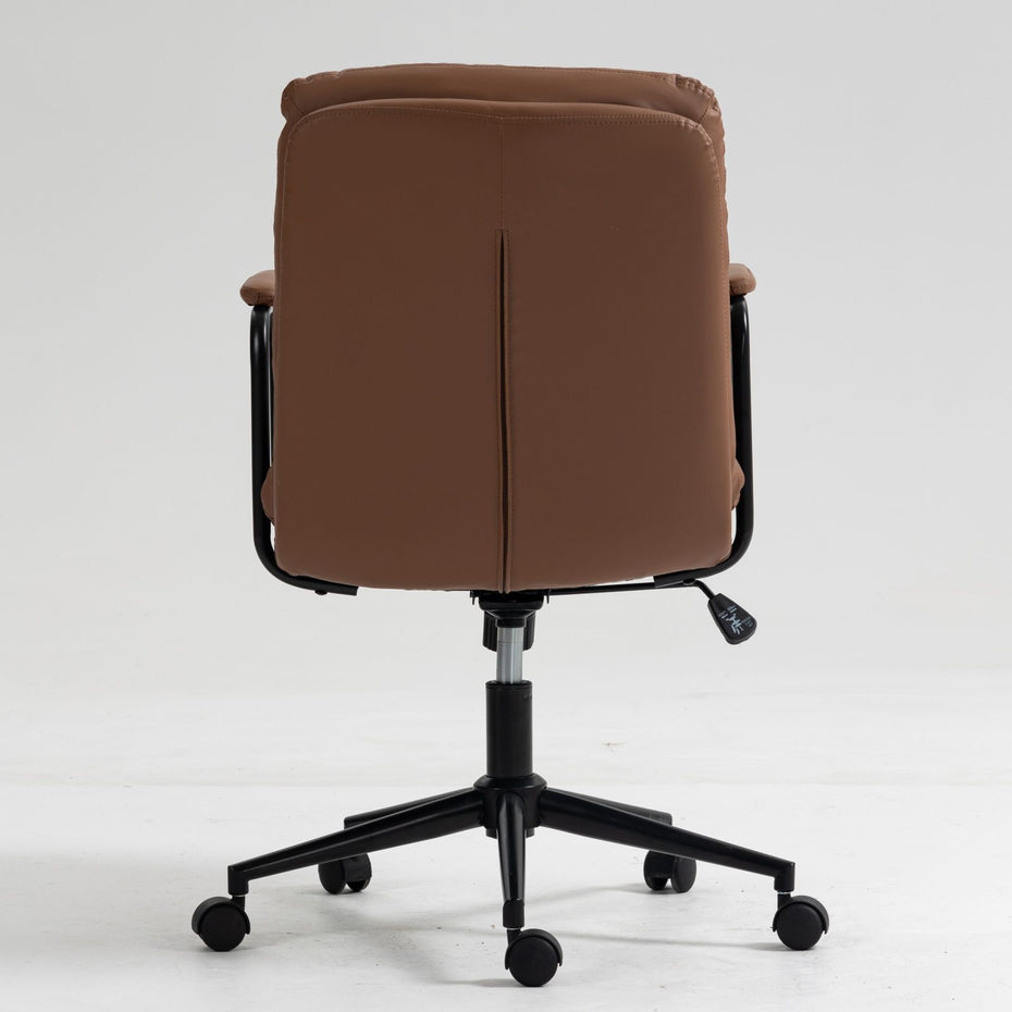 Office Chair, Mid Back Home Office Desk Task Chair With Wheels And Arms Ergonomic PU Leather Computer Rolling Swivel Chair With Padded Armrest