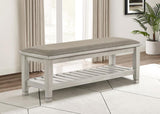 Franco - Fabric Upholstered Bench With Shelf by CoasterEssence | Bel Furniture