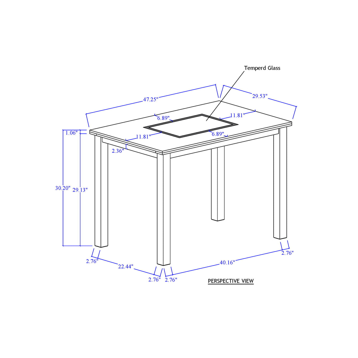 Dining Table Set With 4 Chairs, 5 Piece Set - Gray