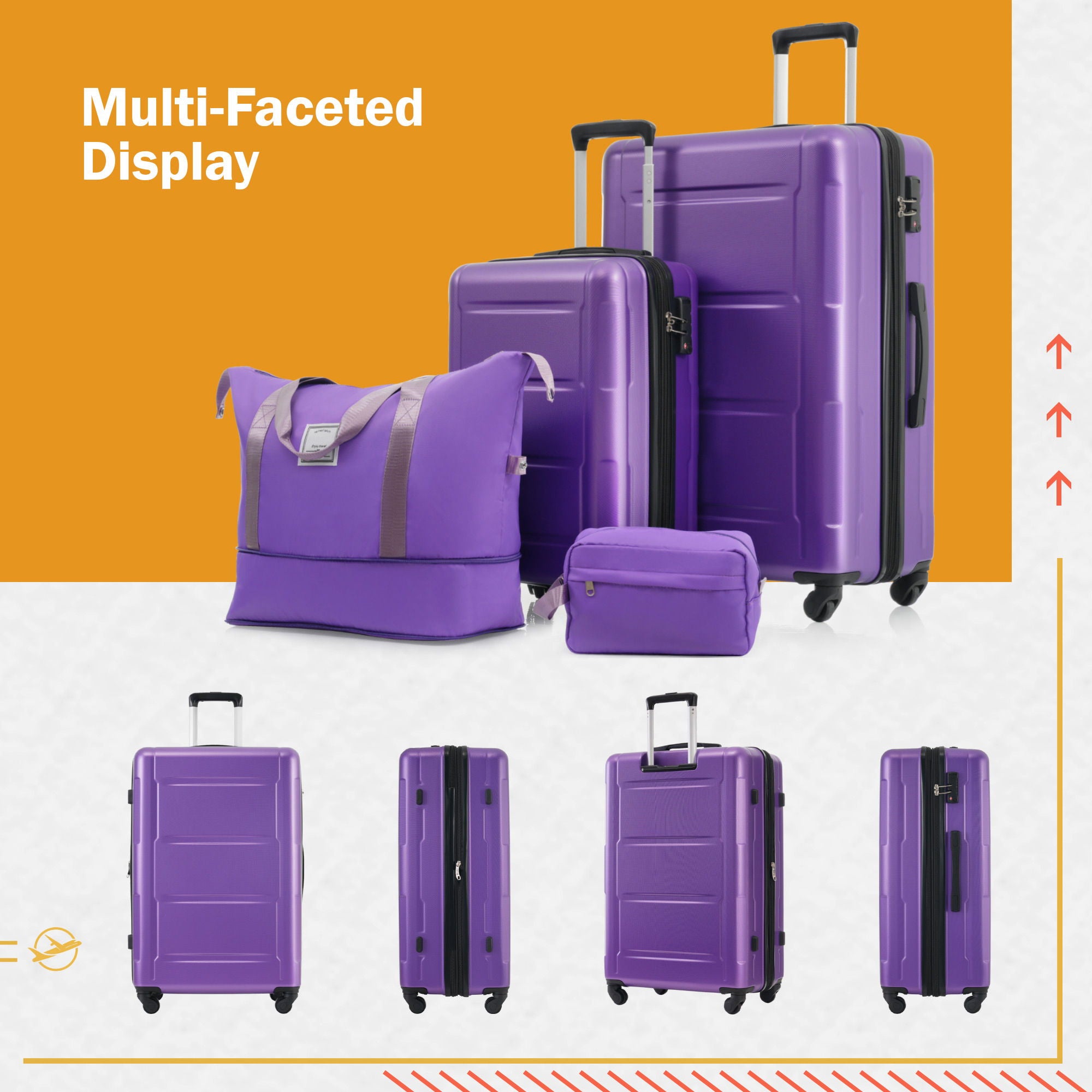 2 Piece Luggage Set With Bags Expanable Spinner Wheels ABS Lightweight Suitcase With Tsa Lock 20" / 28"