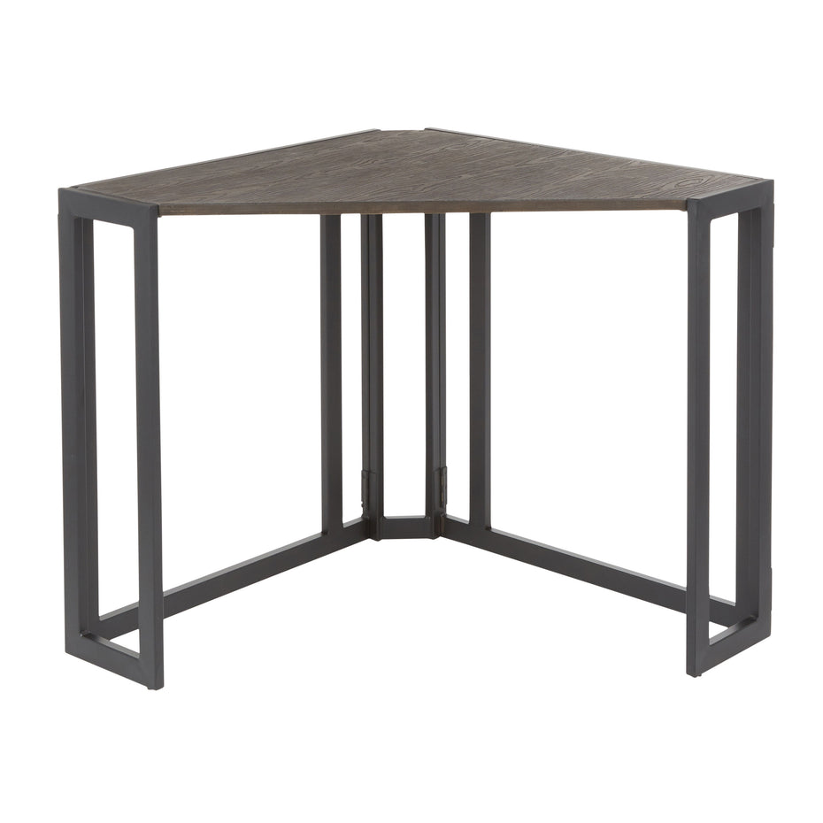 Roman - Industrial Corner Desk - Black / Espresso