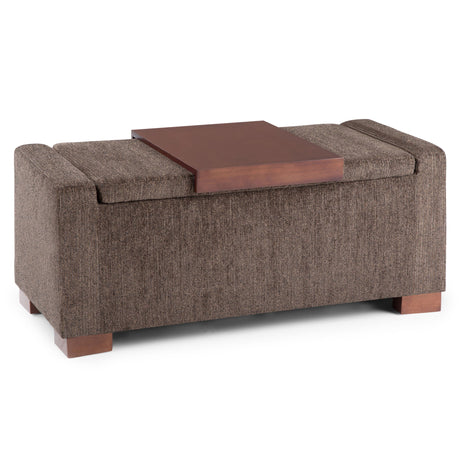 Bretton - Lift Top Storage Ottoman - Deep Umber Brown by Simpli-Home | Bel Furniture