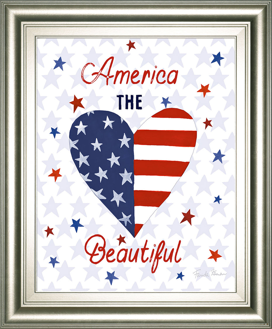 America The Beautiful II By Farida Zaman - Framed Print Wall Art - Pearl Silver