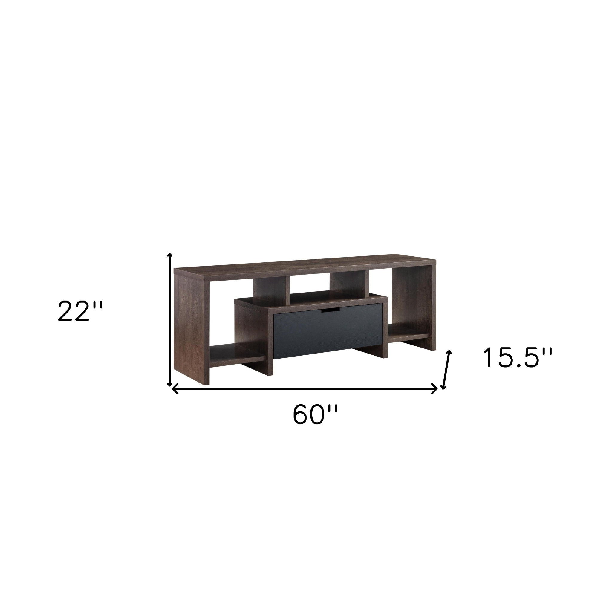 Wood Cabinet Enclosed Storage TV Stand - Walnut Oak / Black