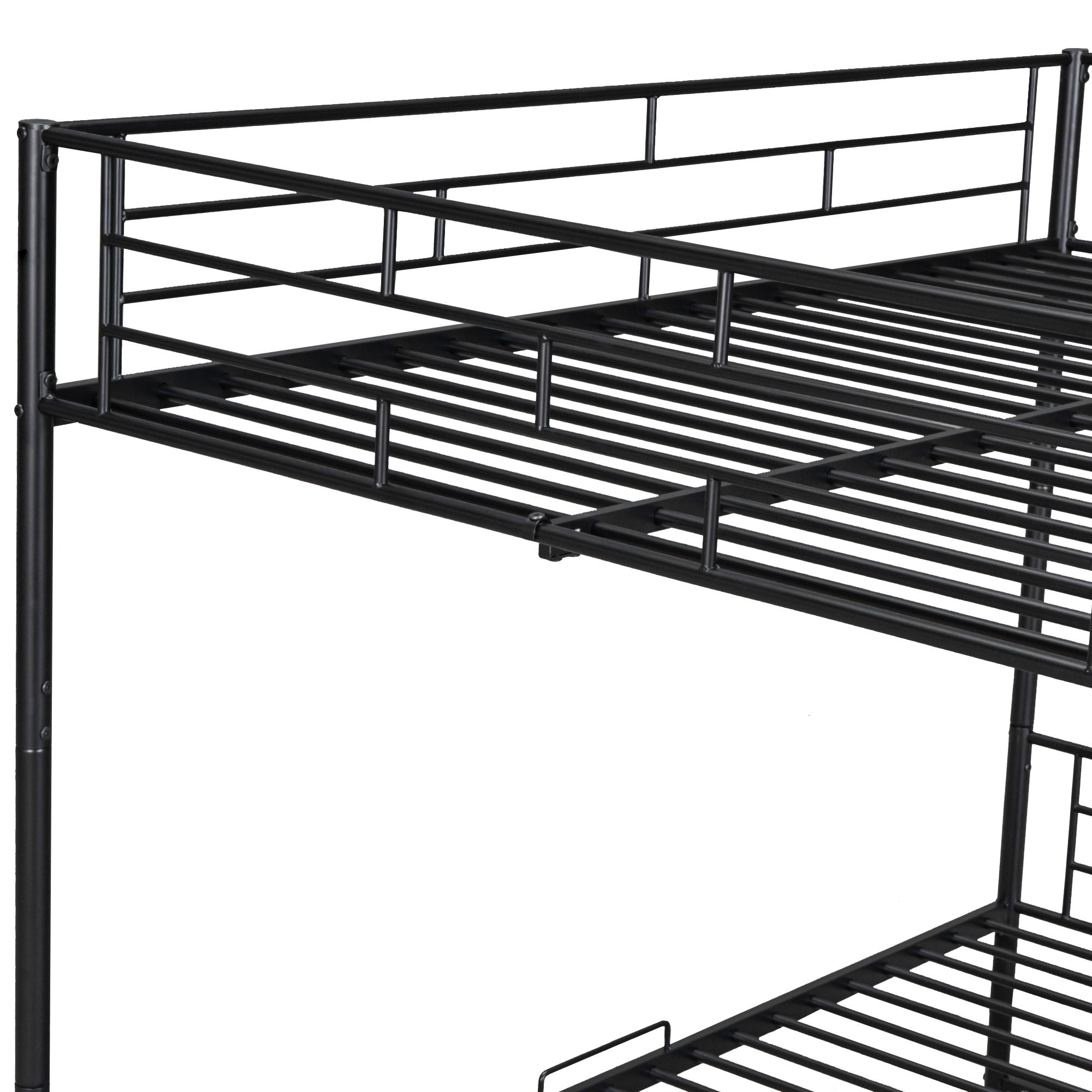 Metal Bunk Bed With Shelf And Guardrails