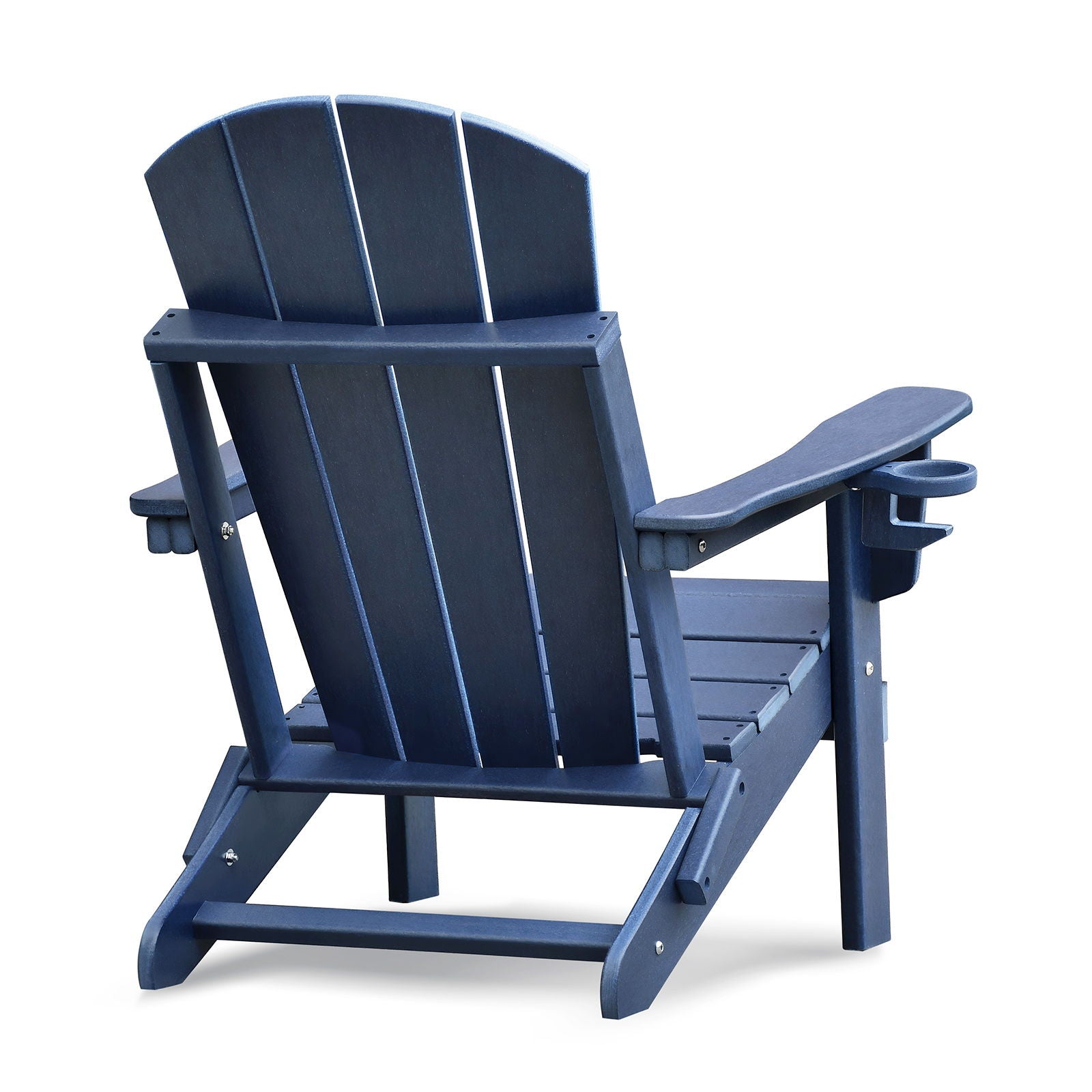 Folding Outdoor Adirondack Chair (Set of 2) And Table Set, Hdpe All-Weather Folding Fire Pit Chair, Ergonomic Design Patio Lawn Chair For Outside Deck Garden Backyardf Balcony - Navy Blue