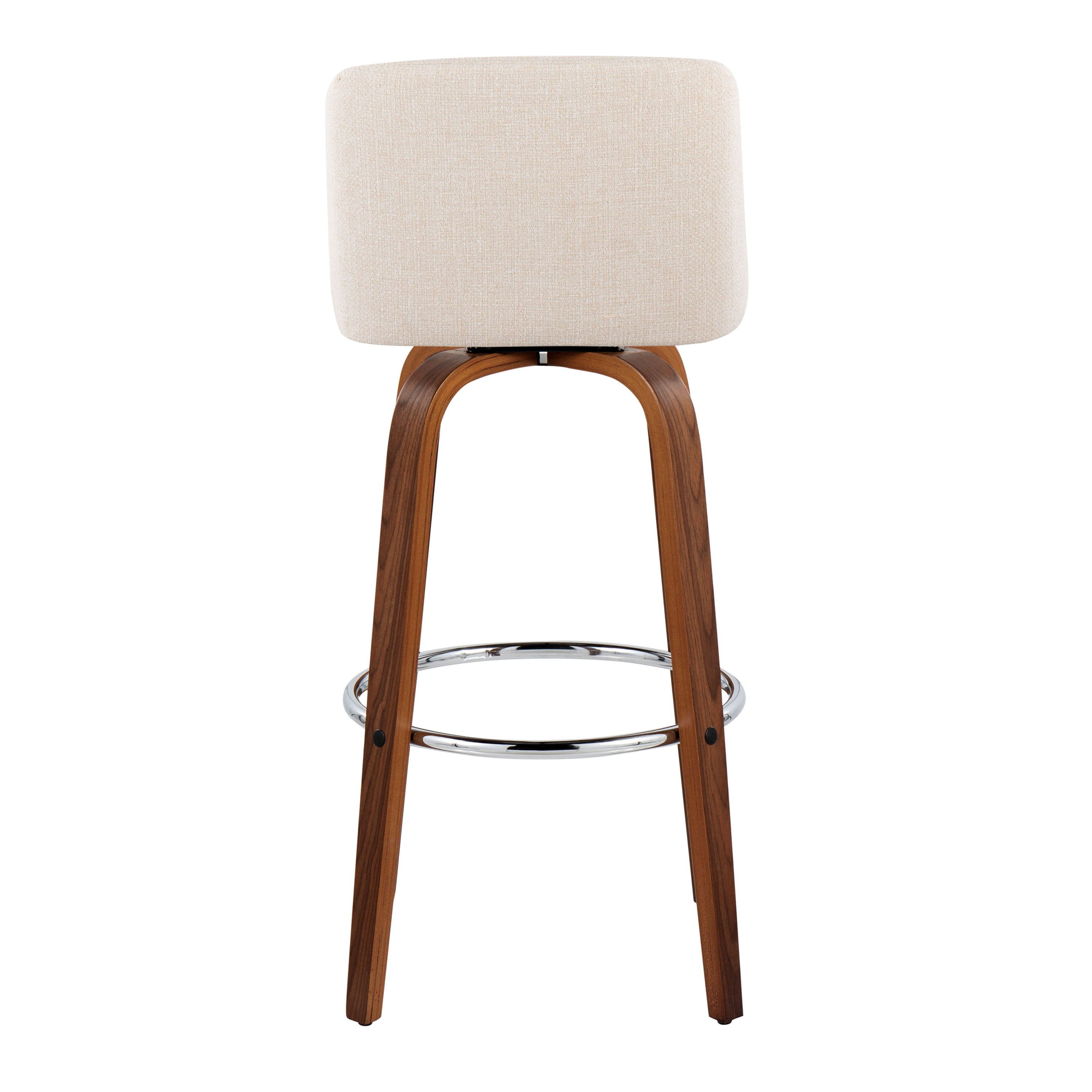 Toriano - Mid Century Modern Fixed Height, Barstool With Swivel With Round Footrest (Set of 2)