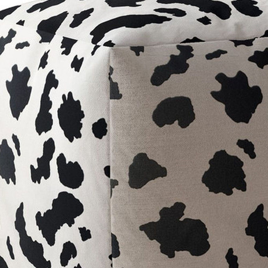 Twill Animal Print Pouf Cover - Black / White