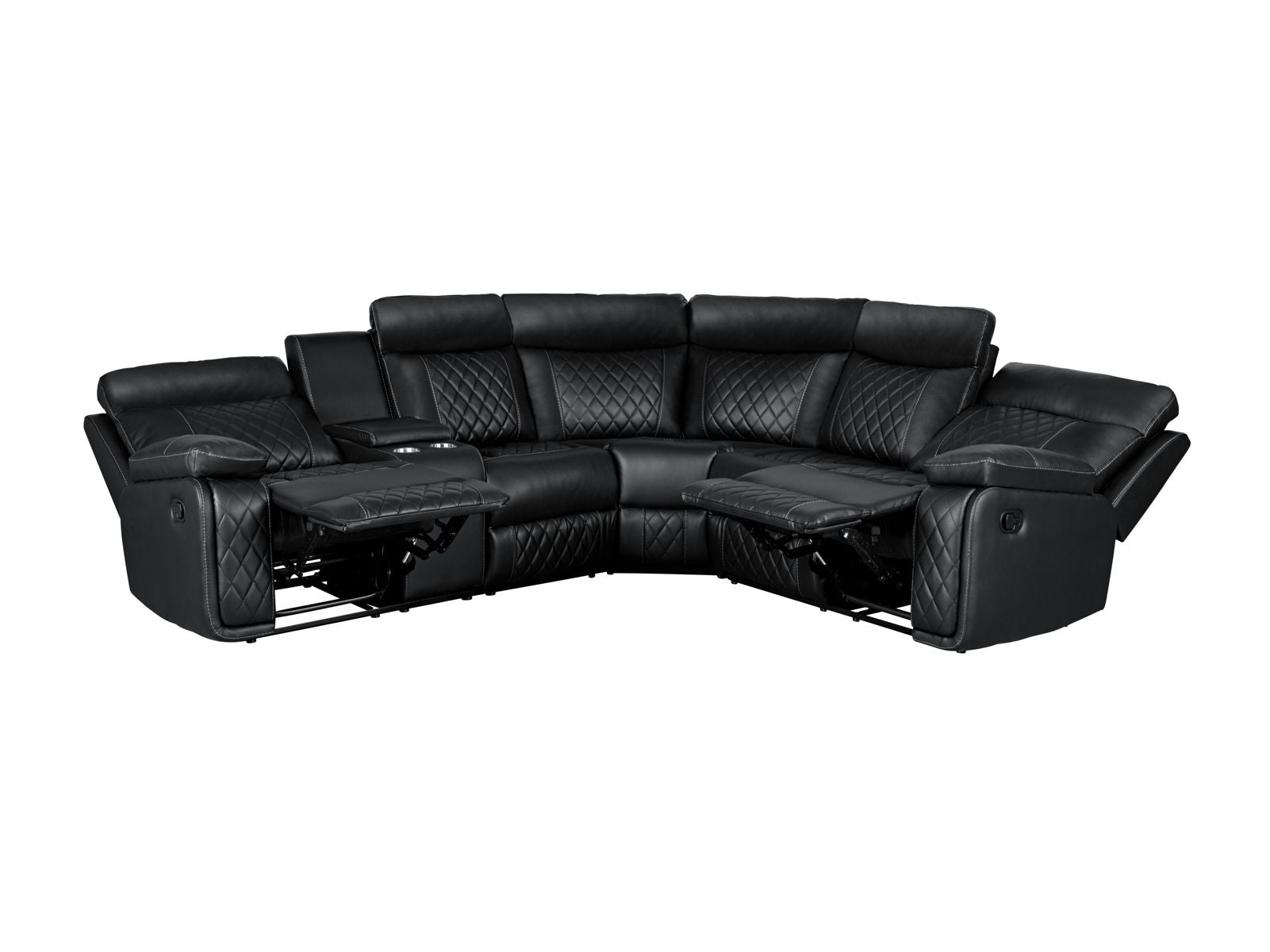 Home Theater Seating Manual Recliner With Cup Holder, Hide - Away Storage PU Reclining Sofa For Living Room, Home Theater