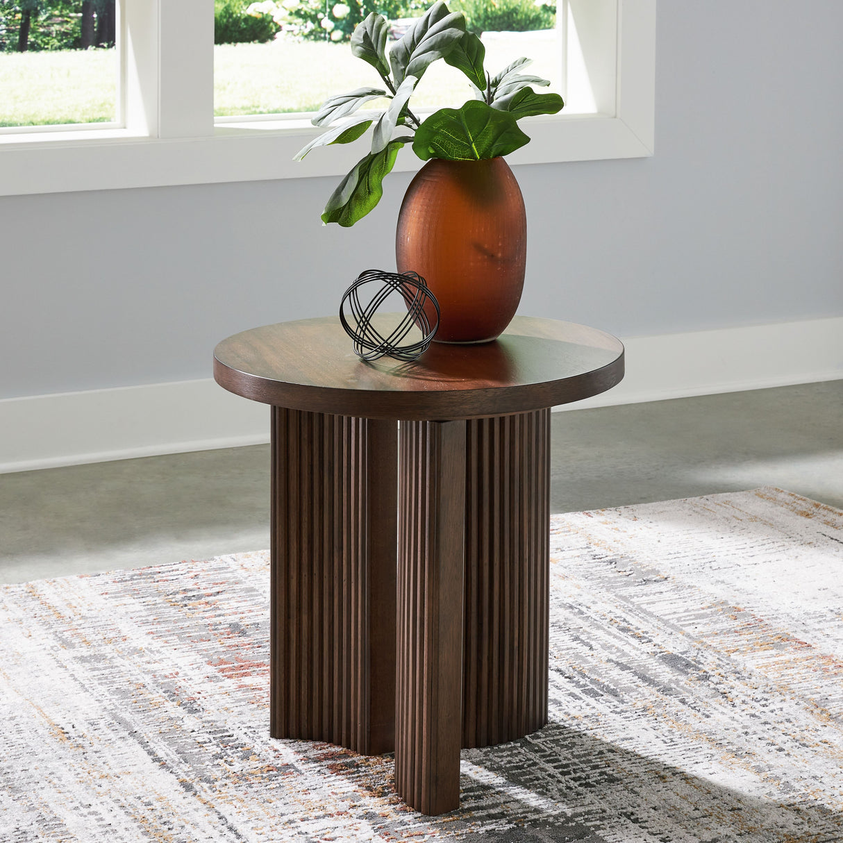 Korestone - Dark Brown - Round End Table by Signature Design by Ashley® | Bel Furniture
