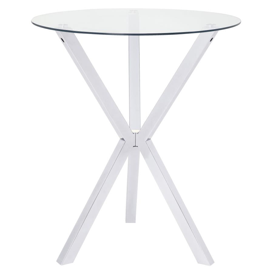 Denali - Round Glass Top Bistro Bar Table - Chrome