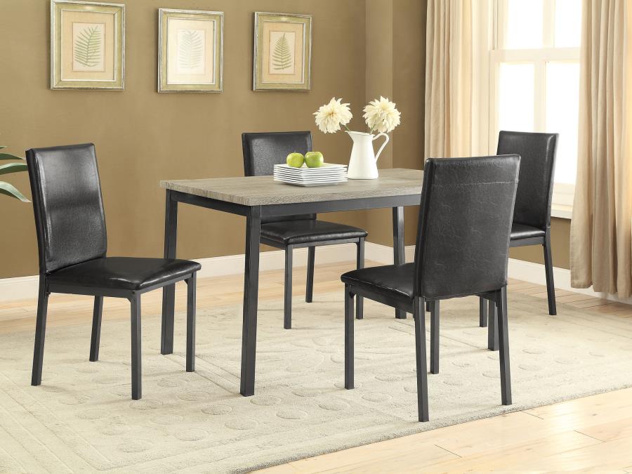 Garza - 5 Piece Rectangular Dining Table Set - Black