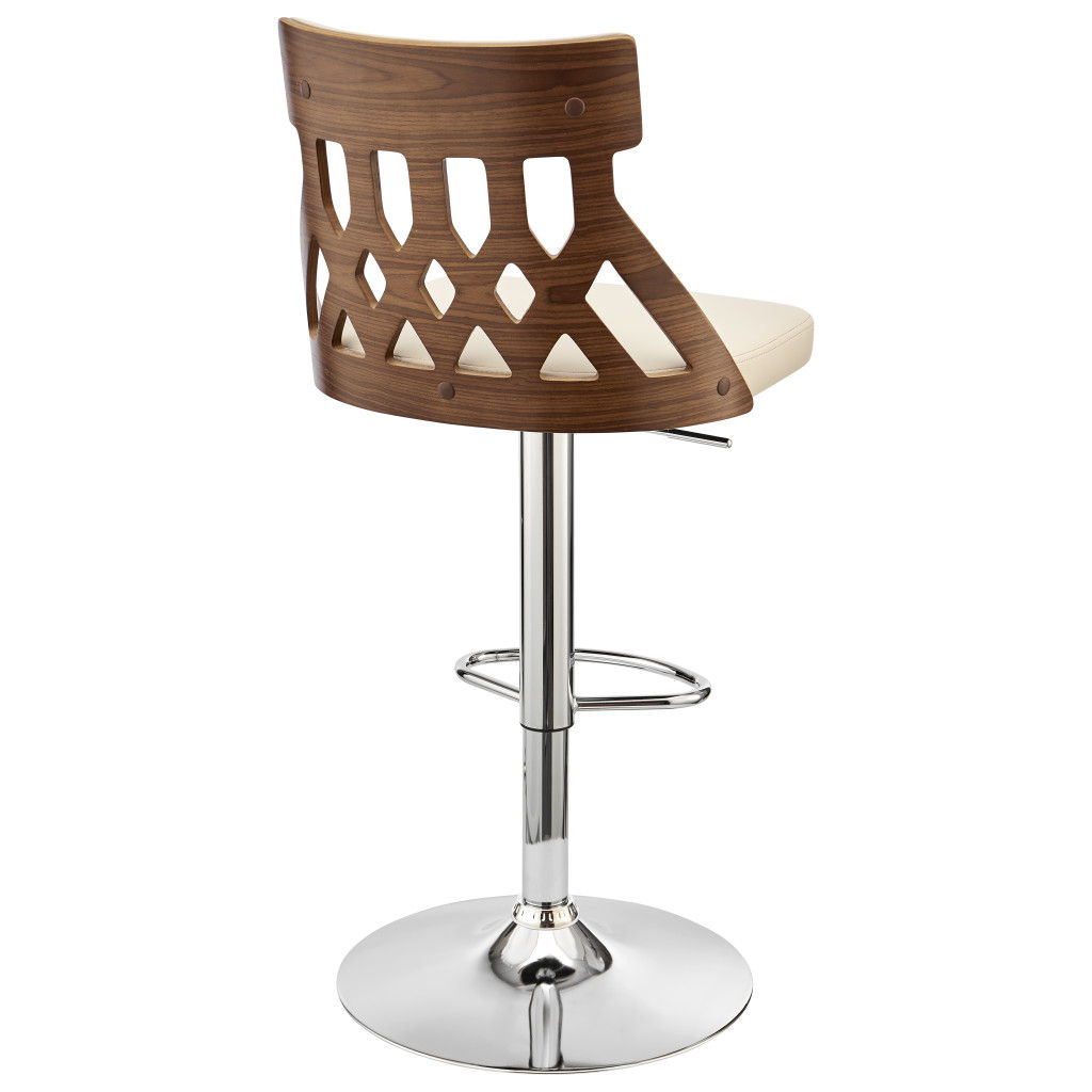 45" Swivel Adjustable Height Bar Chair - Cream / Silver