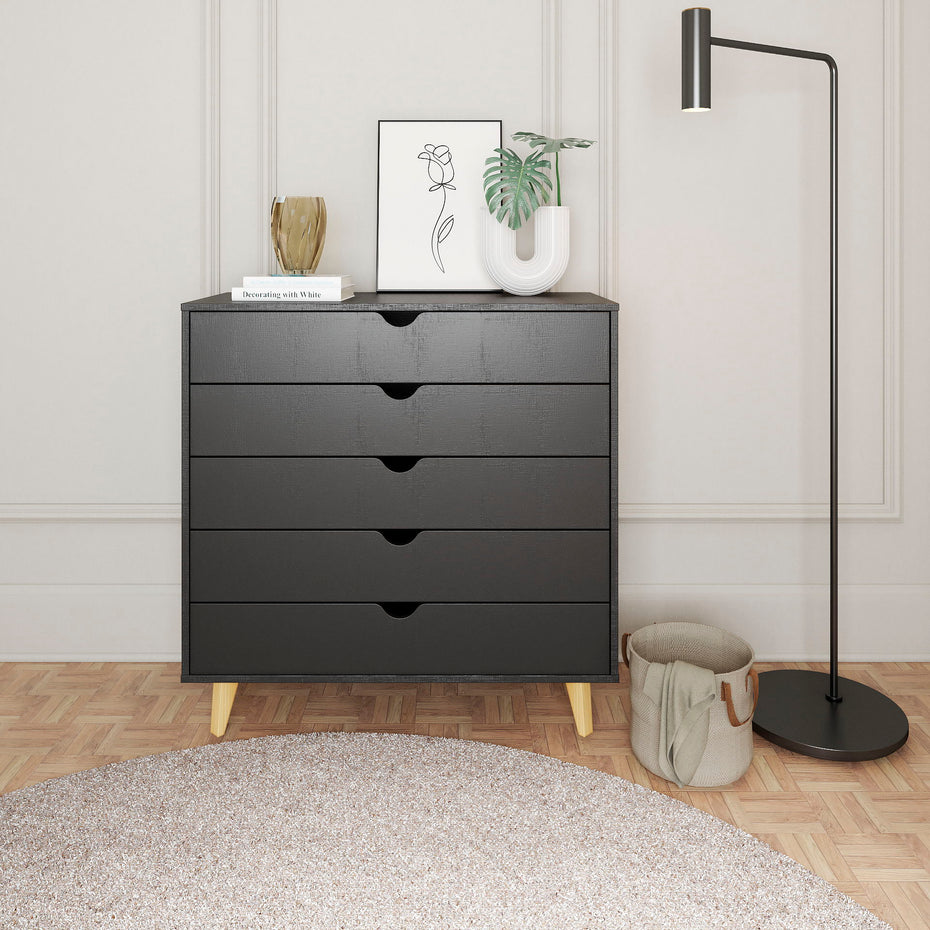 Five Drawer Dresser - Black