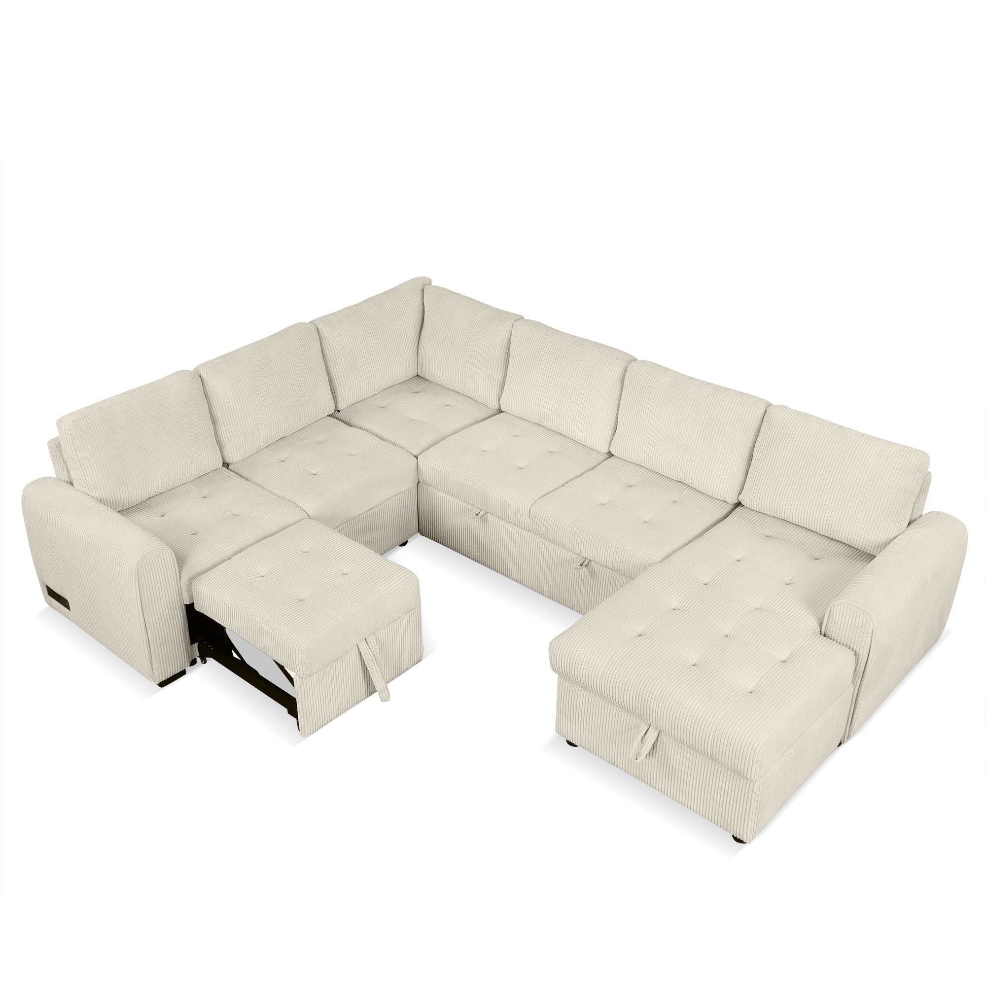 U-Shaped Sofa Sectional Sofa Pull-Out Sofa Bed With A Storage Chaise Lounge, Charging Devices For Living Room