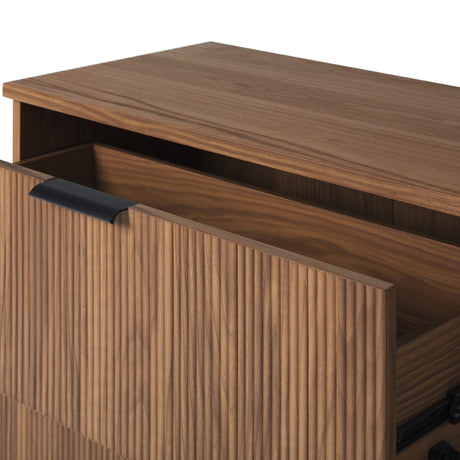 Mid-Century 3 Drawer Chest With Reeded Drawer Fronts by Walker Edison | Bel Furniture