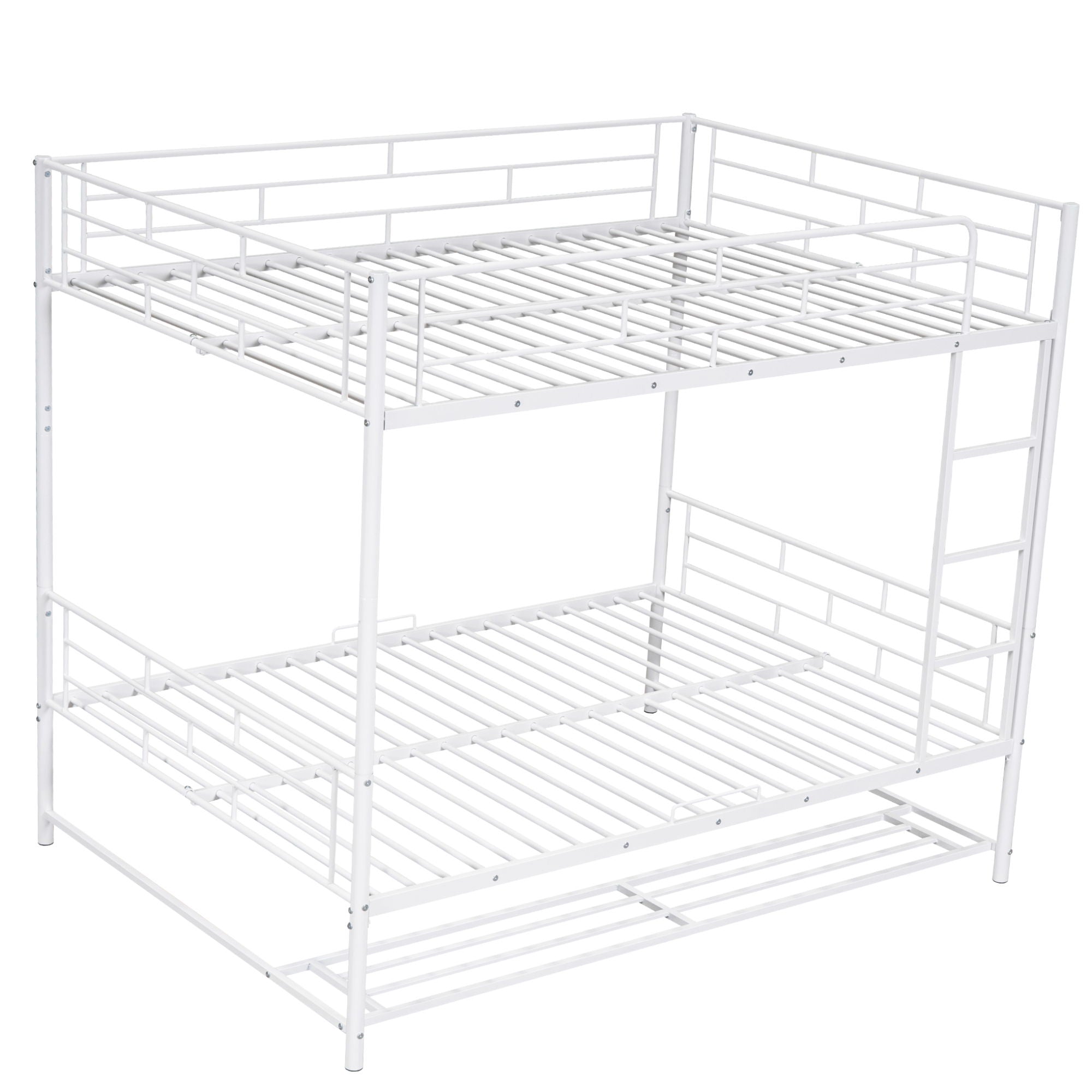 Metal Bunk Bed With Shelf And Guardrails