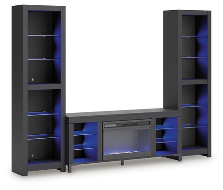 Cayberry - 3-Piece Entertainment Center With Electric Fireplace - Black - view 4