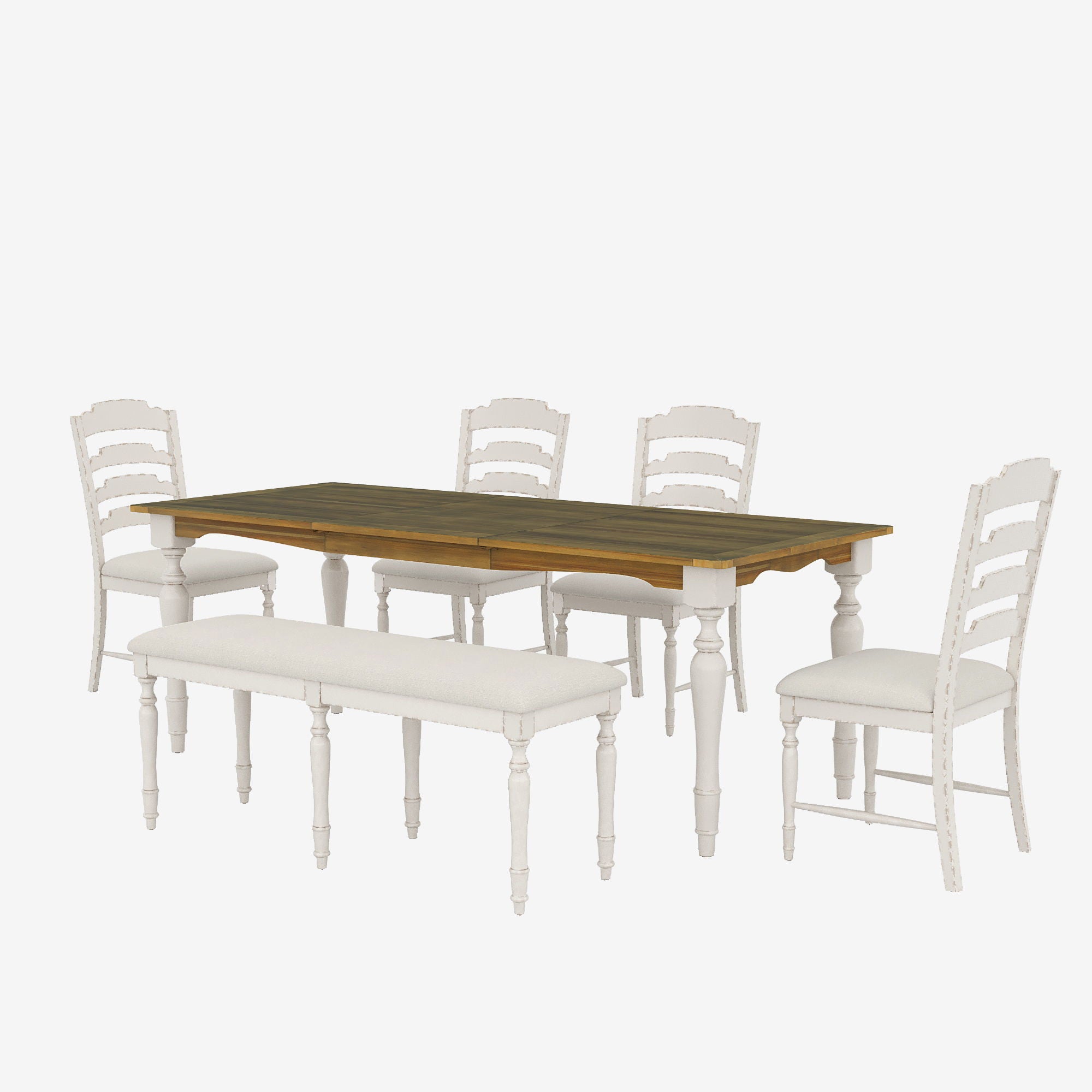 Topmax - Vintage Traditional Extendable Dining Table Set With Removable Leaf