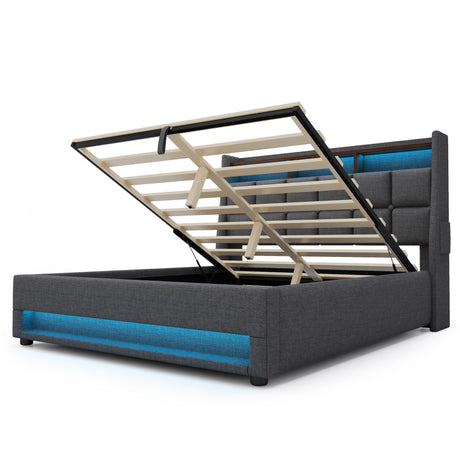 Upholstered Platform Bed With A Hydraulic Storage System, LED And USB Charging (Without Mattress) - view 5