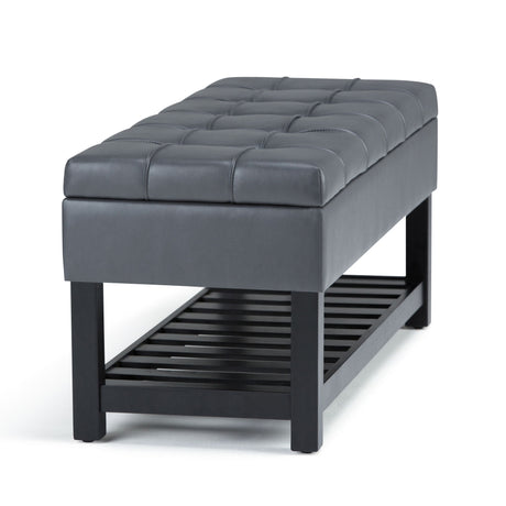 Saxon - Upholstered Transitional Storage Ottoman Bench - view 6