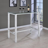 Tolbert - Rectangular Glass Top Pub Bar Table - Chrome