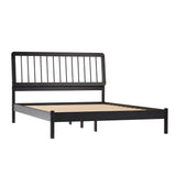 Mid-Century Modern Solid Wood Spindle Bed Black Queen by Walker Edison | Bel Furniture