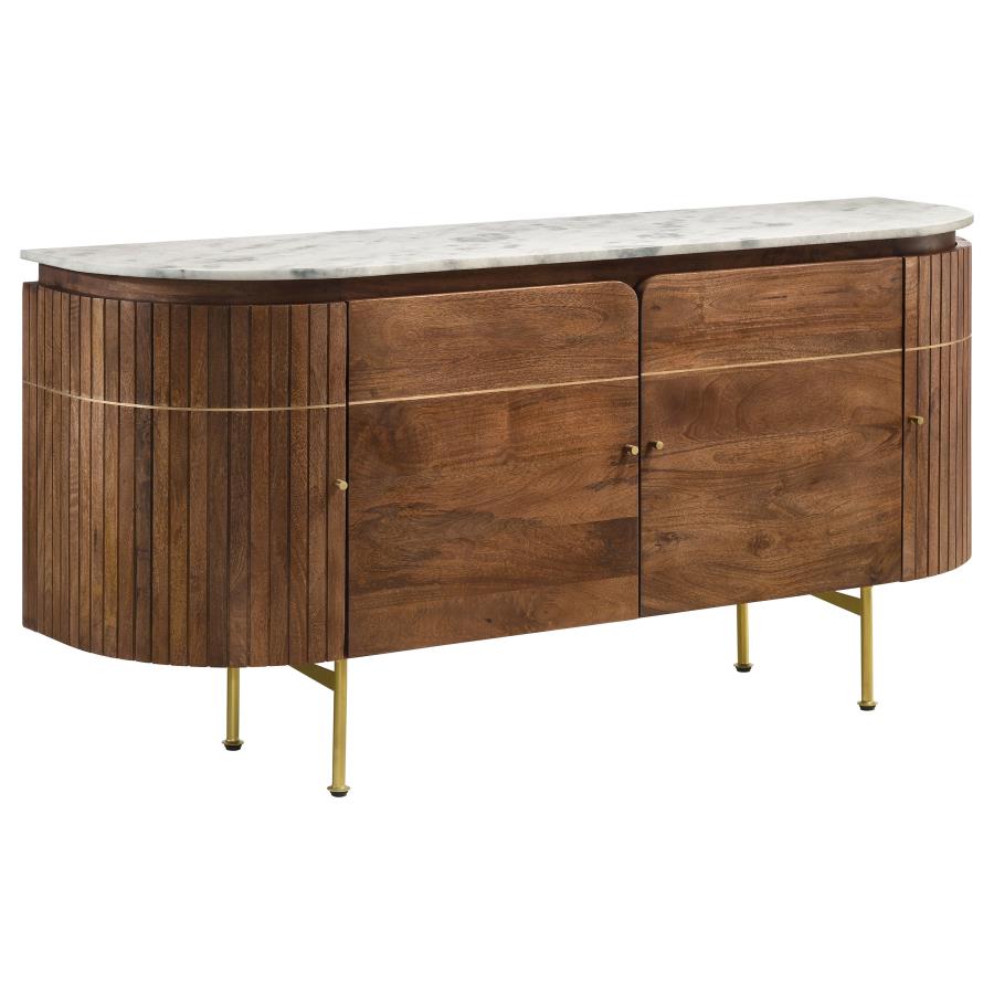 Ortega 4 Door Marble Top Sideboard Buffet Cabinet Natural