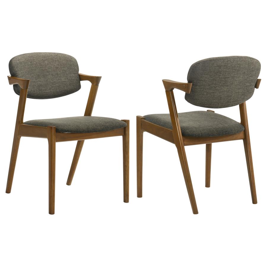 Malone Padded Wood Dining Arm Chair (Set of 2) Dark Walnut