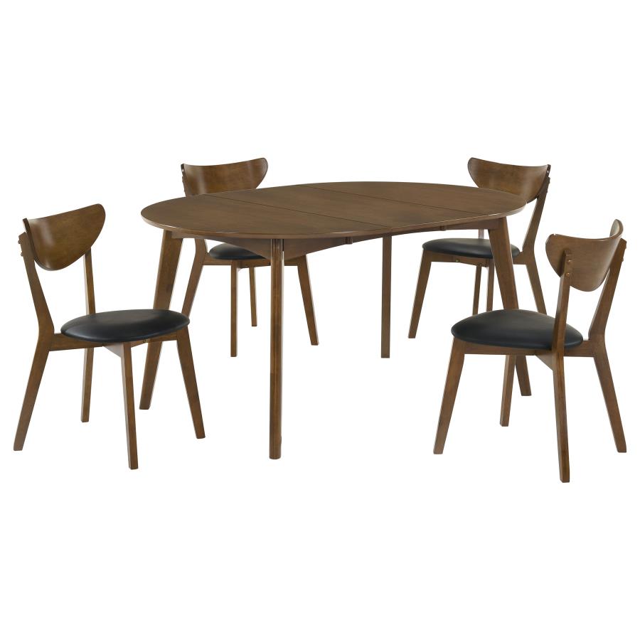 Jedda - 5 Piece Oval Dining Table Set - Dark Walnut