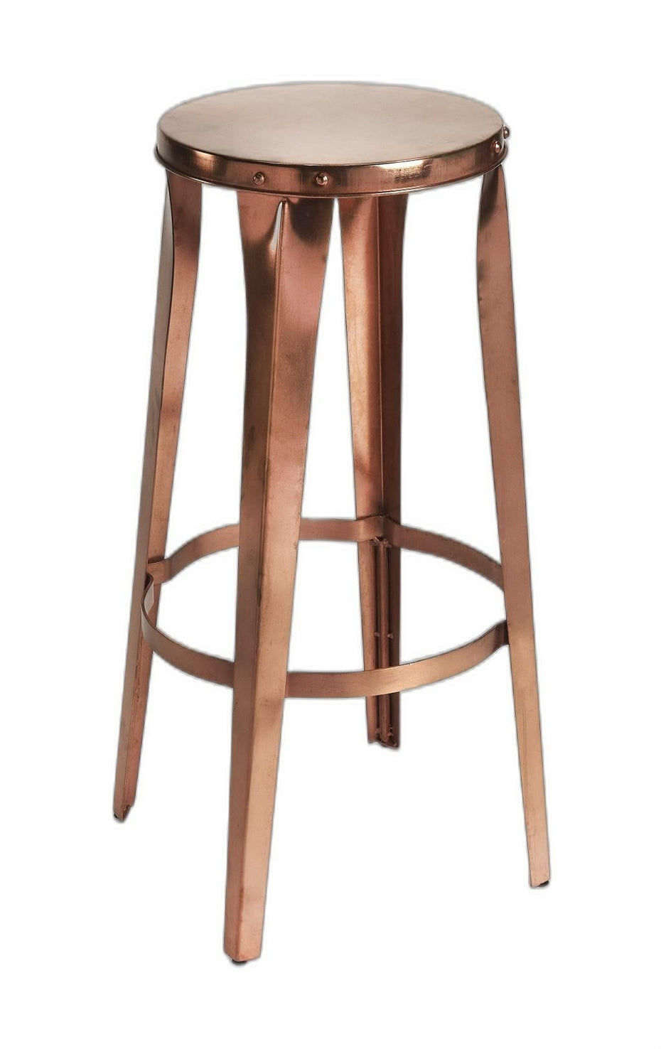 Copper Iron Backless Bar Height Bar Chair - Dark Brown