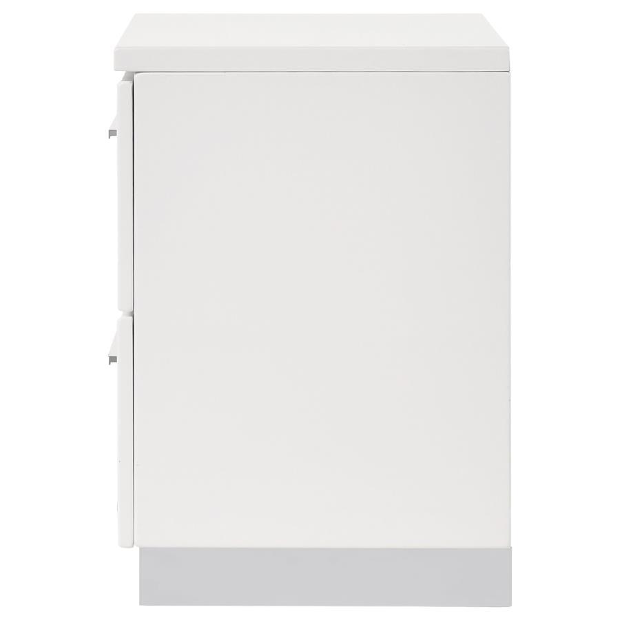 Felicity - 2-Drawer Nightstand - White High Gloss by CoasterEssence | Bel Furniture