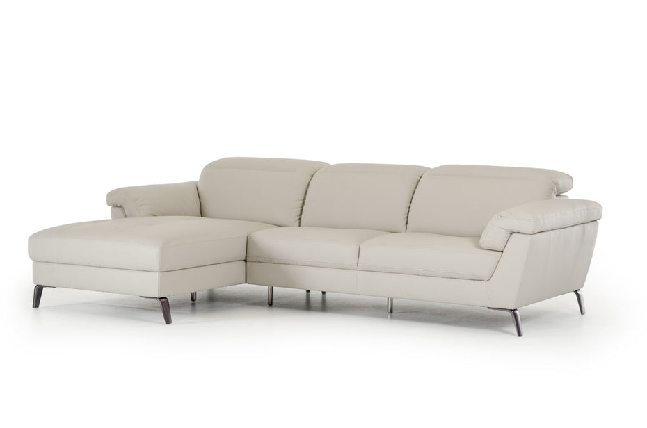 Eco Leather Foam Steel And Wood Sectional Sofa - Light Gray