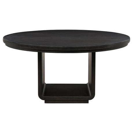 Leandro - 7 Piece Round Dining Table Set - Burnished Black