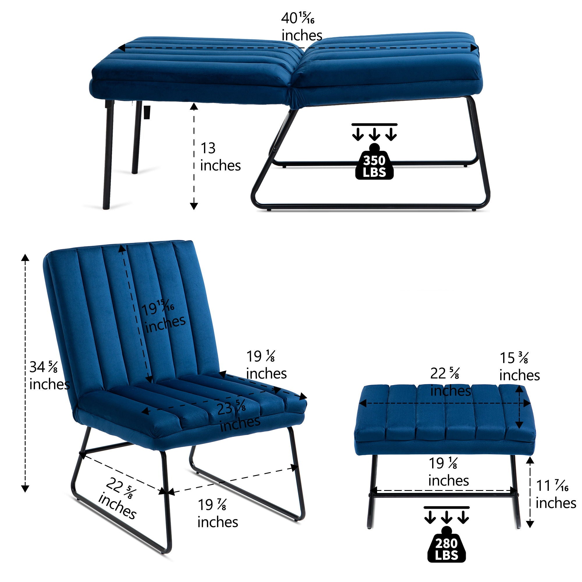 Modern Lazy Lounge Chair Contemporary Single Leisure Upholstered Sofa Chair Set