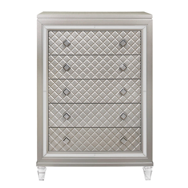 Chest With Tapered Acrylic Legs And 5 Drawers - Champagne