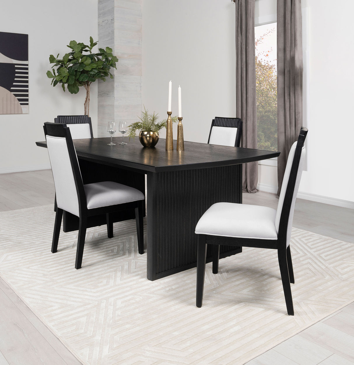 Brookmead Extension Leaf Dining Table Set Black