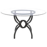 Aviano - Round Glass Top Metal Dining Table - Gunmetal