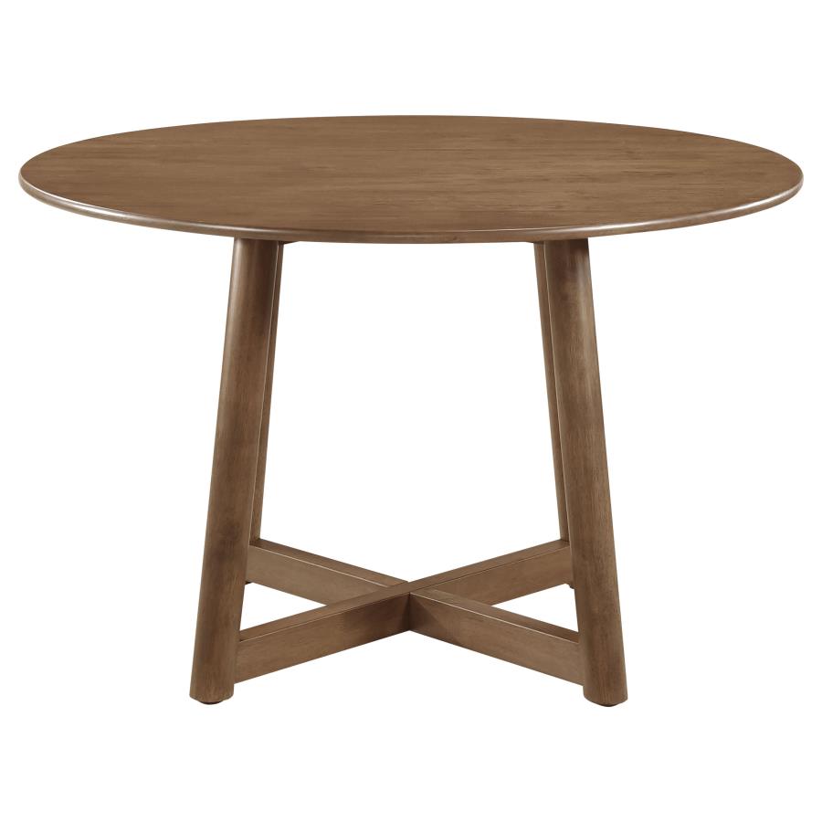 Dinah - Round Solid Wood Dining Table - Walnut