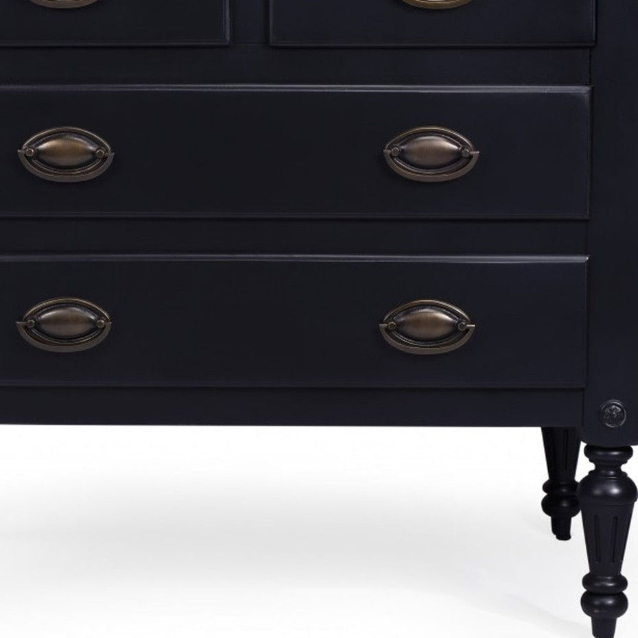 Solid Wood Four Drawer Gentlemans Chest - Black