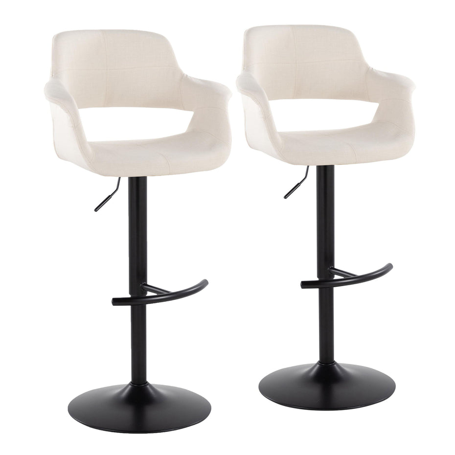 Vintage Flair - Mid Century Modern Adjustable Barstool With Swivel & Rounded T Footrest (Set of 2)