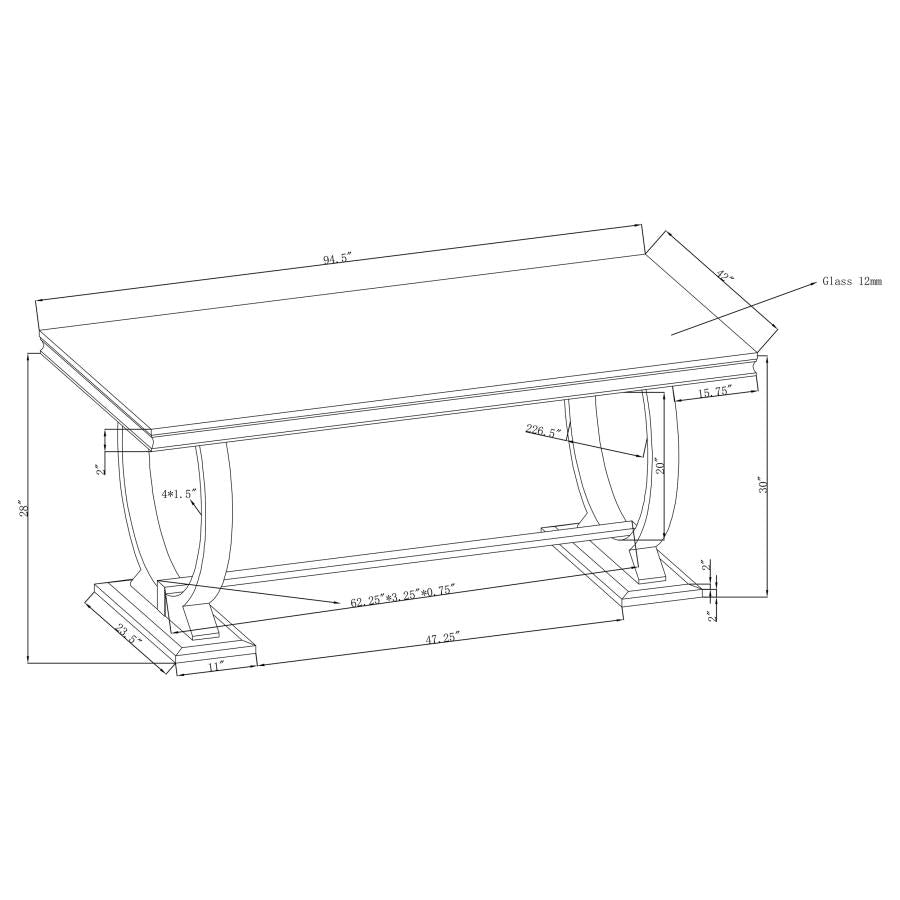 Antoine Rectangular Glass Top Dining Table Set Grey