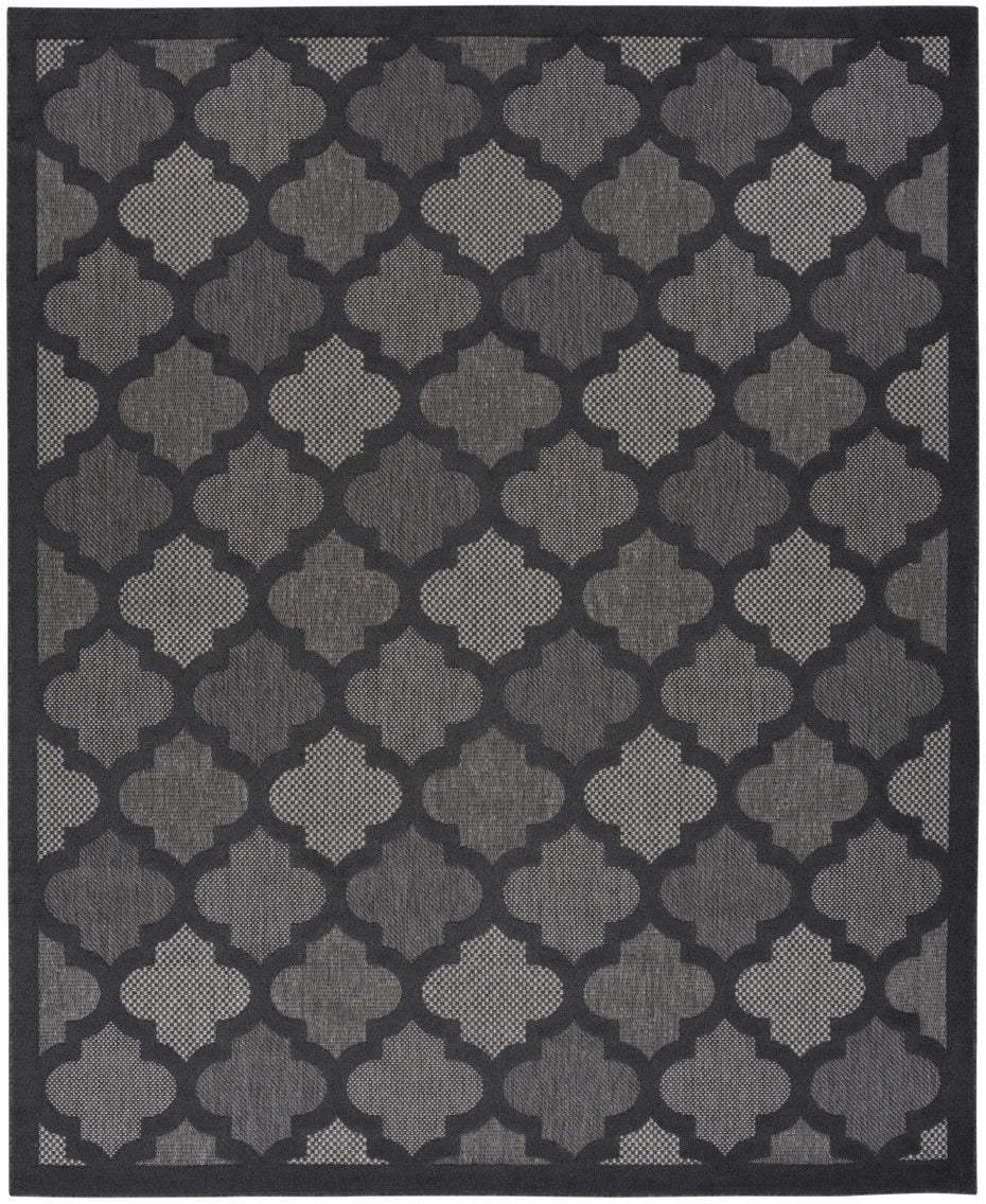 8' X 10' Area Rug Geometric Flatweave - Black