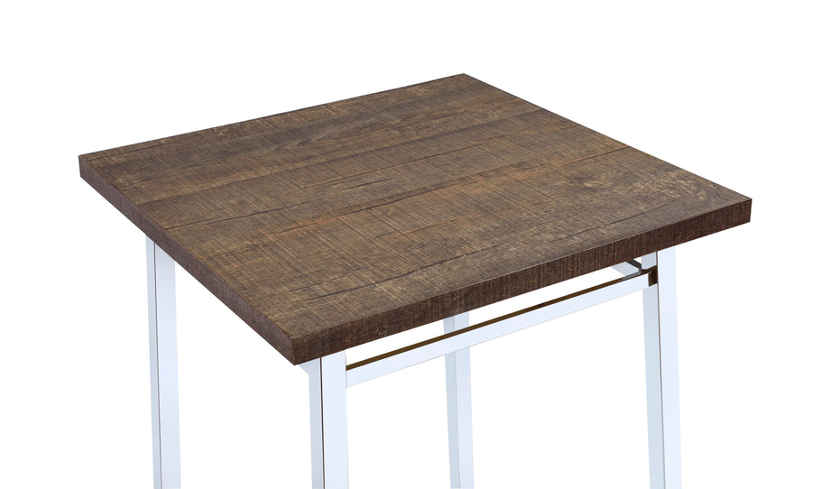 Nadia - Chrome Bar Table - Oak / White