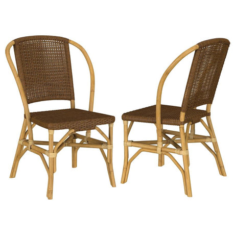 Lexley Woven Rattan Dining Side Chair (Set of 2) Brown