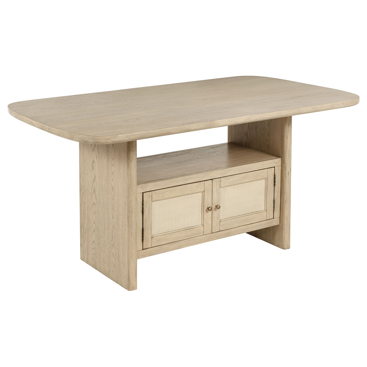 Kailani - Cane Counter Height Storage Dining Table - Beige Oak