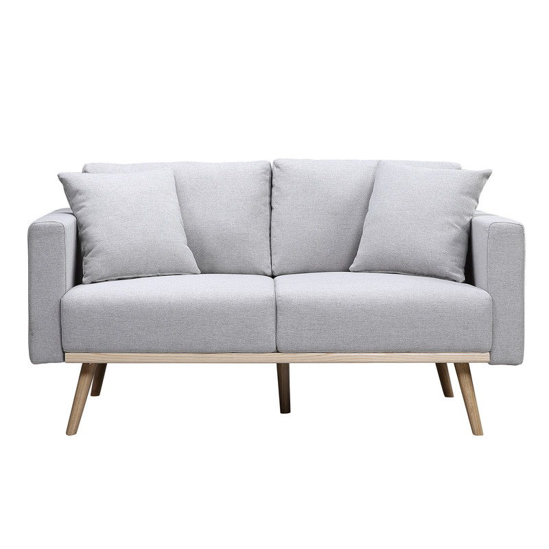 Easton - Linen Fabric Loveseat With USB Charging Ports Pockets And Pillows