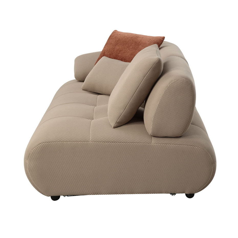 Carrick - Sandwich Mesh Sectional Sofa With An Ottoman - Beige