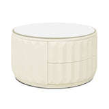 Facino - Round Storage Coffee Table - White Birch